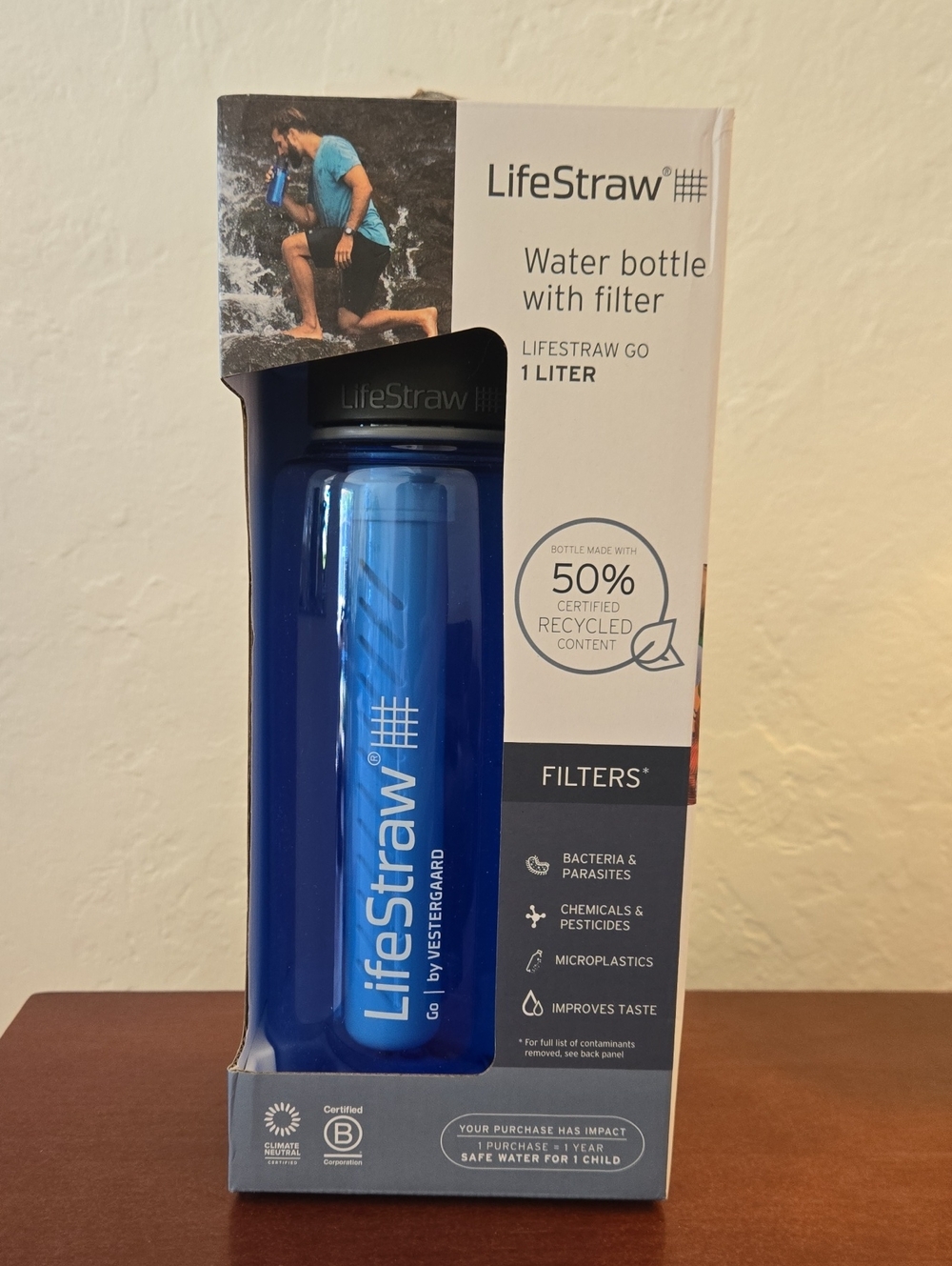 LifeStraw Go 1L Water Bottle with Filter - Blue